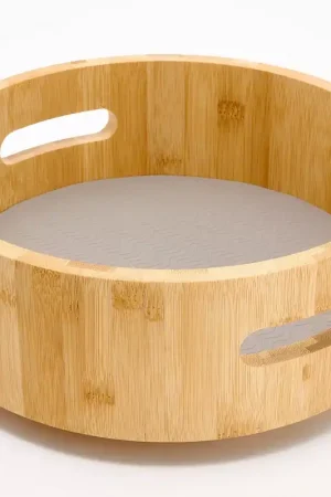 "As Is" Cella 10" Round Wood Turntable with Silicone Liner Reduced Price