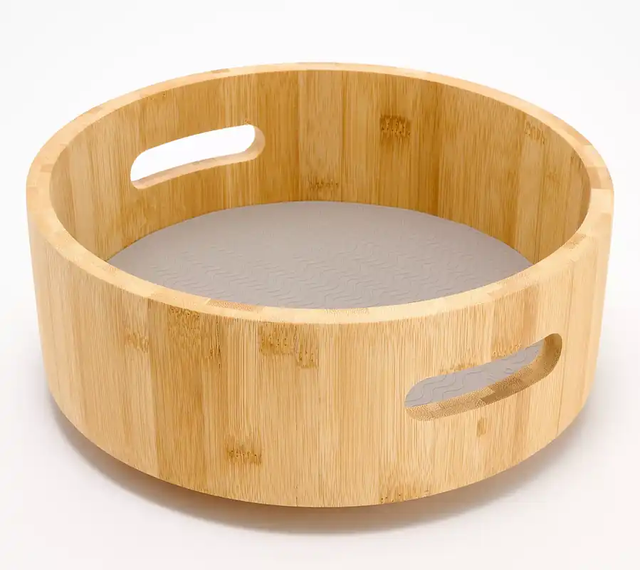 "As Is" Cella 10" Round Wood Turntable with Silicone Liner Reduced Price