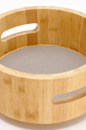 "As Is" Cella 8" Round Wood Turntable with Silicone Liner Next Day Delivery