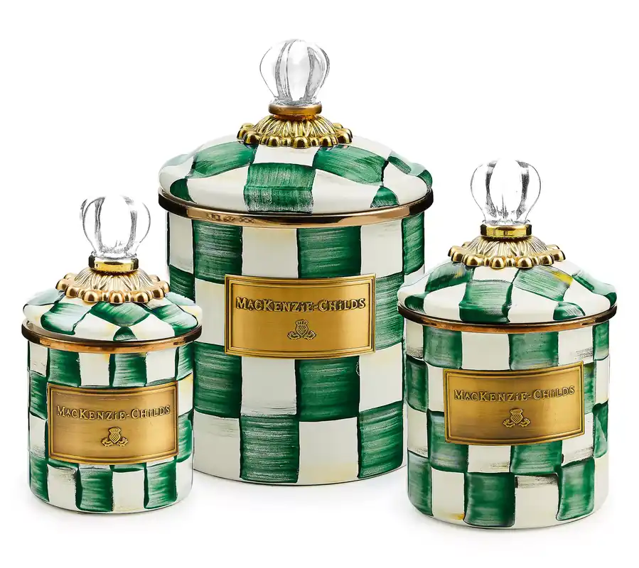 "As Is" MacKenzie- Childs S/3 Enamel Canisters Free Delivery