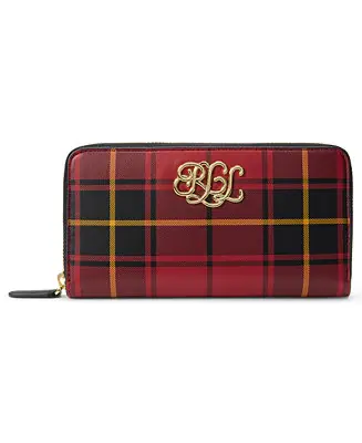 Boxed Plaid Nappa Leather Continental Wristlet Affordable