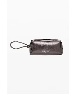 Limited Offer Women's Medium elongated metallic toiletry bag