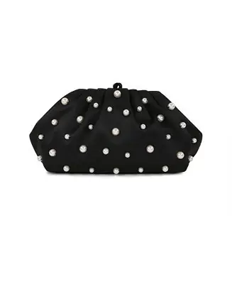 Luxury Woman's Margot Pleated Beaded Pouch Clutch