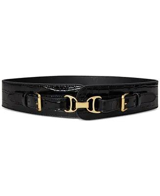 Modern Women's Equestrian Croc-Embossed Leather Belt