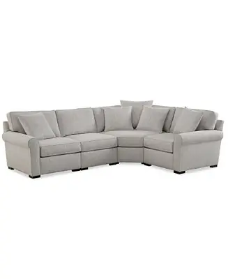 Radley Roll Arm 115" 4-Pc. Fabric L Sectional with Wedge Worldwide Shipping