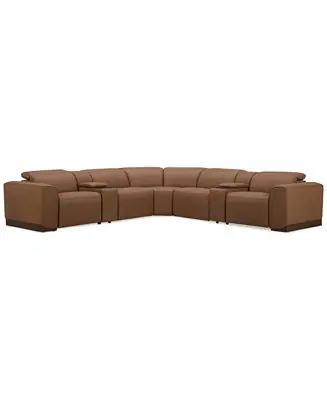 Markdown Lovro 7-Pc. Leather Sectional with 3 Power Motion Chairs & 2 Consoles
