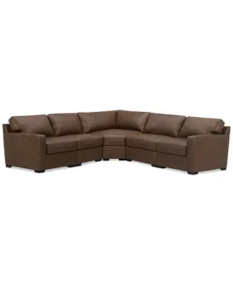 Radley 113" 5-Pc. Leather Wedge L Shape Modular Sectional Budget