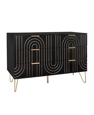 Flash Sale Carved Storage Cabinet with 6 Drawer and Metal Handles