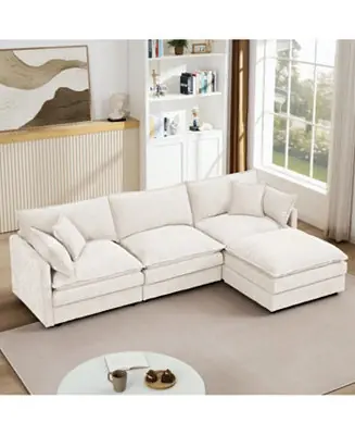 Streamdale Modular Sectional Sofa, 102 Inch L Shaped Couch with Ottoman, Beige Shop Now