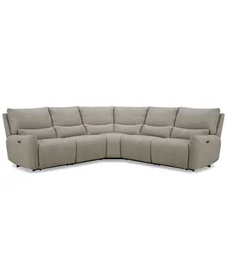 Olper 5-Pc. Fabric Zero Wall Sectional Sofa with Two Power Motion Pieces Trending