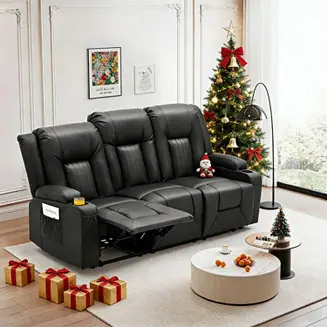 Weekend Sale 3 Seater Reclining Sofa with 2 Cup Holders&Side Pockets
