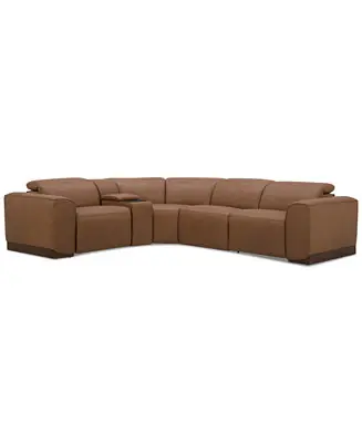 Lovro 5-Pc. Leather Sectional with 2 Power Motion Chairs & 1 Console New Release
