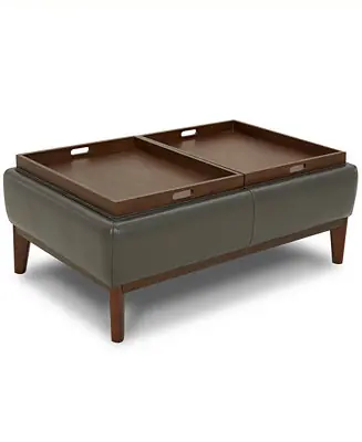 Jollene Leather Ottoman with Wood Trays New Release