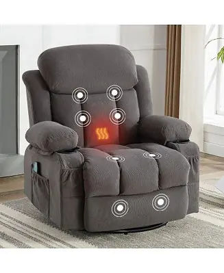 Swinging Recliner Massage Heated Sofa with USB and 2 Cup Holders Top Rated