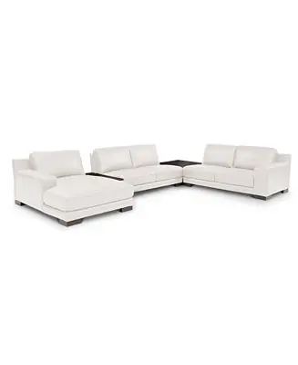 Flash Sale CLOSEOUT! Darrium 5-Pc. Leather Chaise Sectional with Corner Table & Console