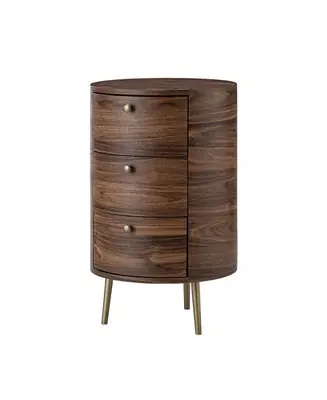 Cavinato Contemporary 26'' Tall Drum 3 - Drawer End Table with Metal Legs Instant Buy