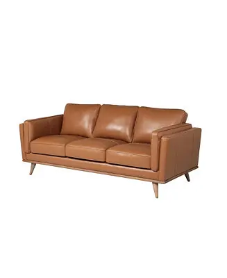 Addison 83" Mid-Century Modern Leather Sofa Money Back Guarantee
