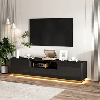 1 Pc Wood TV Stand, 4 Drawers, Media Console with Light Strip – Entertainment Furniture High Quality