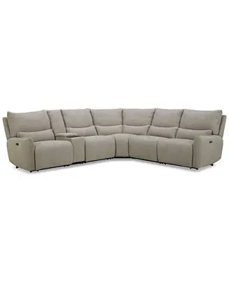 Exclusive Offer Olper 6-Pc. Fabric Zero Wall Sectional Sofa with Three Power Motion Pieces & Console