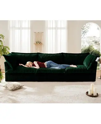 Secure Checkout Streamdale Green Corduroy Slipcovered 3-Seater Sofa