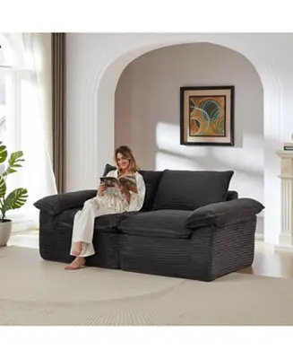 Modern corduroy cloud sofa, comfortable & combinable for living rooms. Price Cut