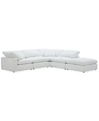 Luxury Fog 5-Pc. Fabric L-Sectional Ottoman End Sofa Set