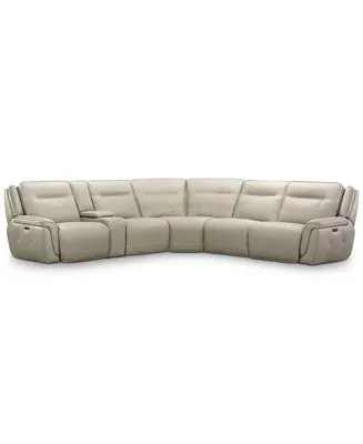 Lenardo 6-Pc. Leather Sectional with 3 Power Recliners and Console Popular
