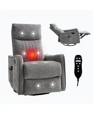 Heat Massage Manual Recliner Chair with Rocker and Swivel in Fabric for Living Room Money Back Guarantee