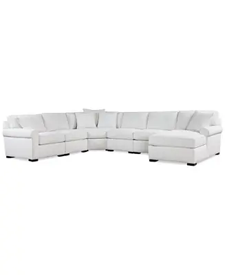 Radley Roll Arm 146" 6-Pc. Fabric Chaise Sectional with Wedge Flash Sale