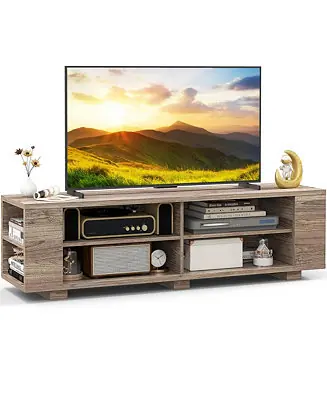 Deal 59" Wood TV Stand Console Storage Entertainment Media Center with Shelf