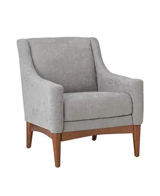 Fabric Recessed Arms Accent Chair with Solid Wood Legs for Living Room Bedroom Free Shipping