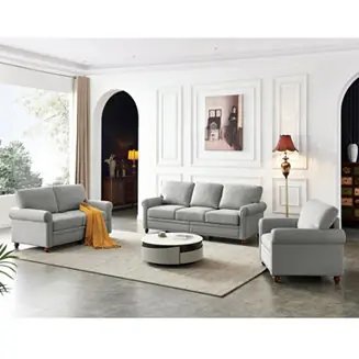 Fresh Stock Streamdale Linen Fabric Upholstered With Storage Sofa 1+2+3 Sectional