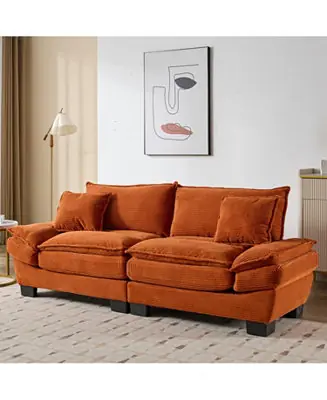 Express Delivery 1 Pc. Corduroy Upholstered Comfy Sleeper with Pillows Sofa