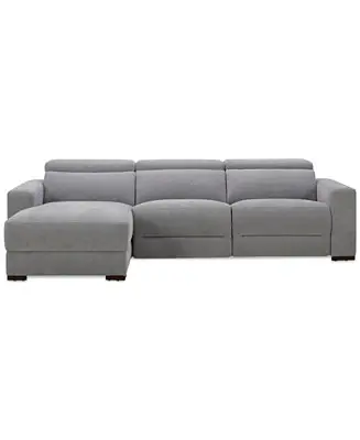 Exclusive Offer Nevio 3-Pc. Fabric Power Headrest Sectional and Chaise with 2 Power Motion Chairs