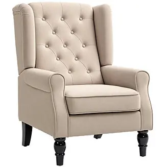 Buy Direct Standard SizeFabric Upholstery Button-Tufted, Wingback, Round ArmsAccent Armchair