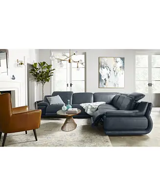 Editor’s Pick Daisley 5-Pc. Leather "L" Shaped Sectional Sofa with 2 Power Recliners