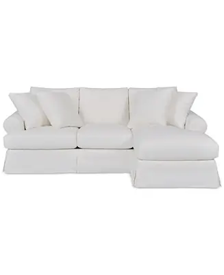 Popular Brenalee 96" Roll Arm Performance Fabric Slipcover Reversible Chaise Sofa with Four Pillows
