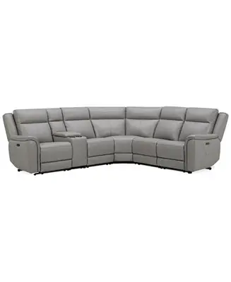 Discount Addyson 117" 6-Pc. Leather Sectional with 2 Zero Gravity Recliners with Power Headrests and 1 Console