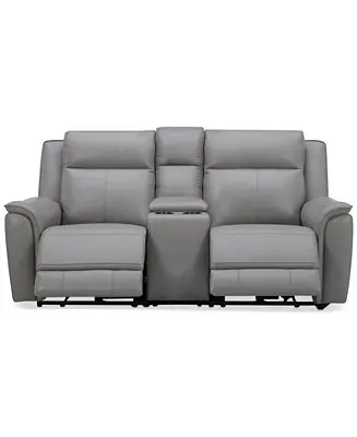 Addyson 77" 3-Pc. Leather Sofa with 2 Zero Gravity Recliners with Power Headrests & 1 Console Fast Shipping