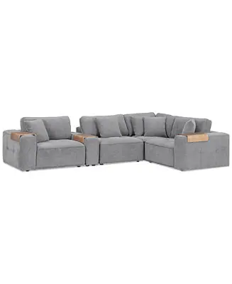 CLOSEOUT! Nycolle 5-Pc. Modular Fabric L-Shape Sectional with 1 Console Express Delivery