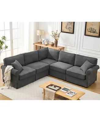 Exclusive Streamdale Dark Gray Modular Sectional Sofa Set - Convertible L-Shape Couch