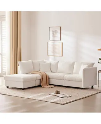 Modern Modular Sectional Sofa w/ Ottoman & Pillows Free Delivery