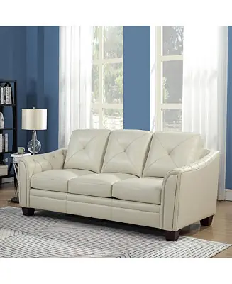 Jaira Tufted Leather Sofa Special Discount