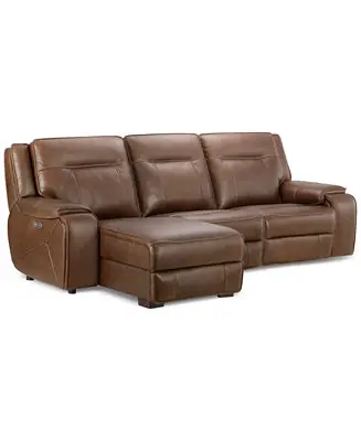 Certified CLOSEOUT! Hansley 3-Pc Zero Gravity Leather Sofa with 2 Power Recliners and Chaise