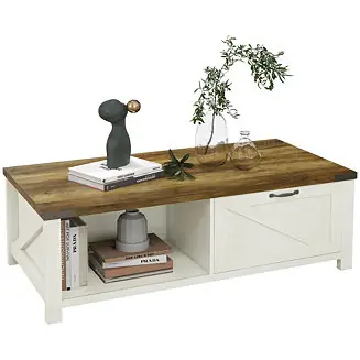 Free Returns Farmhouse Table with Storage and Drawer