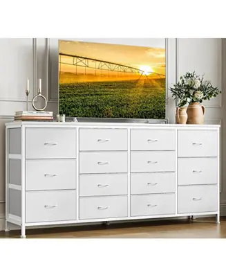 Seasonal Sale 14 Drawer Dresser, 63 Inch White Dresser TV Stand