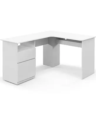 Worldwide Shipping L-Shaped Computer Desk with Letter File Drawer