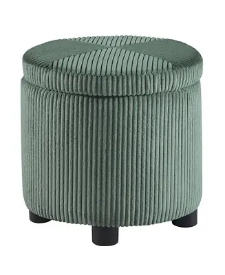 Latest 15.75" Designs4Comfort Round Corduroy Accent Storage Ottoman with Reversible Tray