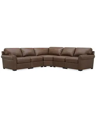 Radley Roll Arm 117" 5-Pc. Leather Wedge Corner L Sectional Today Only