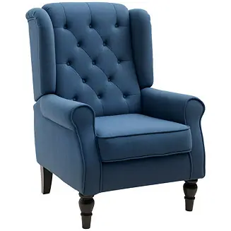 Button-Tufted Accent Chair with High Wingback, Rounded Cushioned Armrests Price Cut